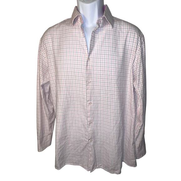 Tattersall London 16.5-32/33 men’s pink multi  plaid button front preppy casual - Picture 2 of 8